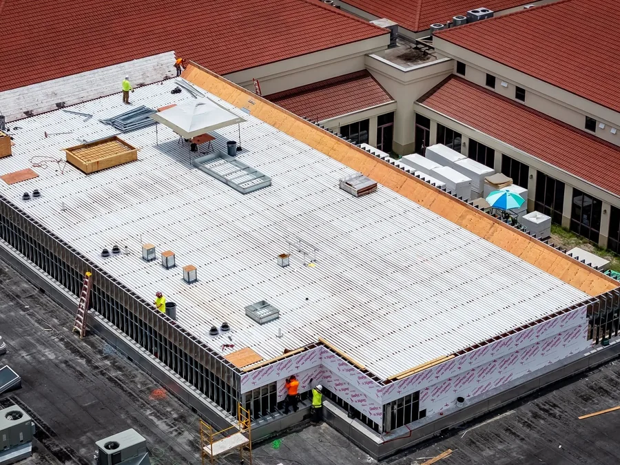 Commercial flat roof from above